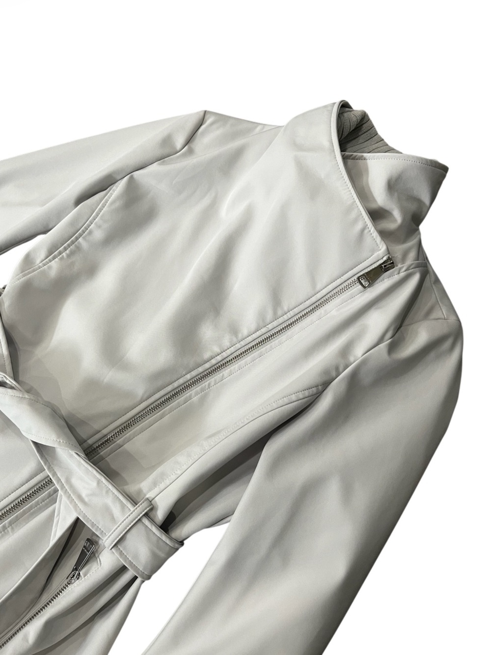 Halston Trench Coat Light Grey Size Large - Picture 10 of 16